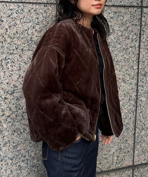 リバーシブルパネトレーションファーキルトブルゾン