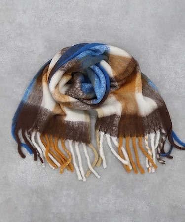 チェックマフラー/40x180/マフラー大判/ロング/お出かけ