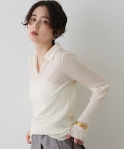 防縮Wシアーポロリブニット