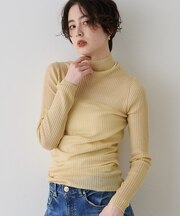 防縮Wシアータートルリブニット