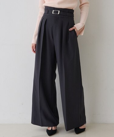 【新色登場】【一部店舗限定】【3サイズ展開】ベルト付きハイウエストタックパンツ