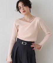 【一部店舗限定】ドレープスリットスリーブリブニット