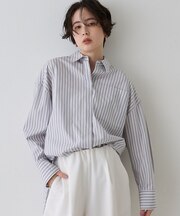 コットンマルチストライプビッグシャツ