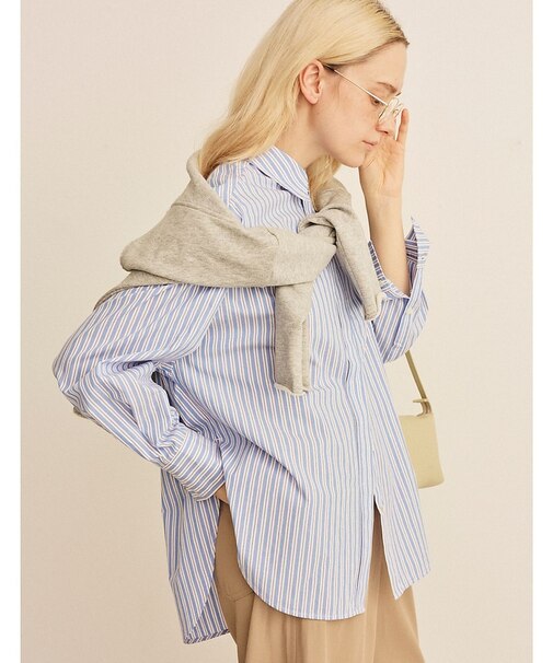 コットンマルチストライプビッグシャツ