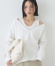 裏毛Vネックスウェットプルオーバー