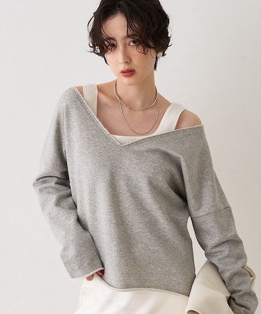 裏毛Vネックスウェットプルオーバー