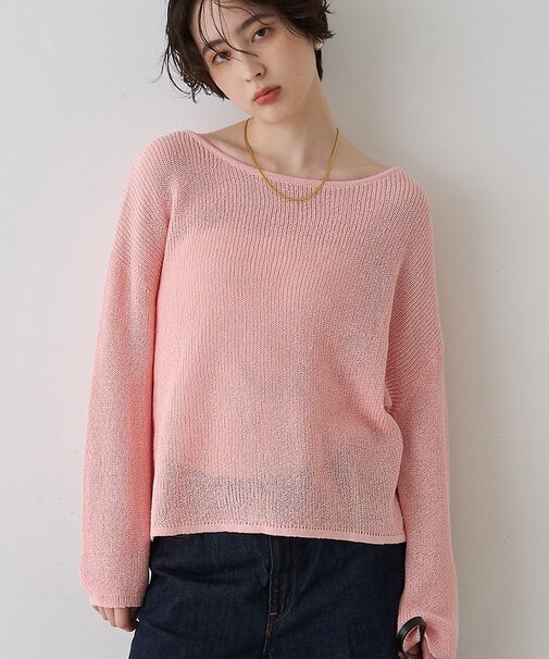 【一部店舗限定】バックスリット ゆるメッシュニット