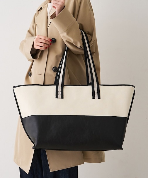 【CHIMERE/シメール】キャンバス×合皮ワイドビックトート