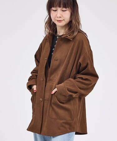 【LE MELANGE/ル・メランジュ】ECOスウェードシャツジャケット/フェイ