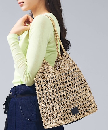 【Swaraj /スワラージ】手編みのメタリックマクラメ・ショルダーバッグ/キラ