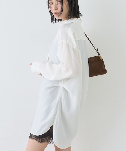 ウエストタックドレープロングシャツ