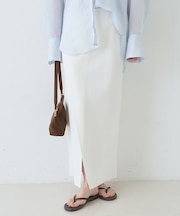 【セットアップ対応】ミラノリブニットスリットラップスカート