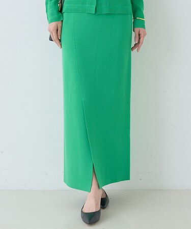 【セットアップ対応】ミラノリブニットスリットラップスカート