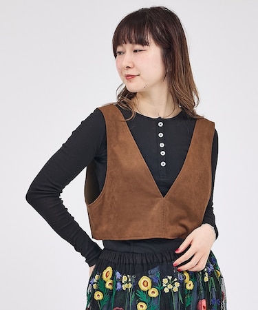 【Le Melange/ル・メランジュ】ECOスウェードビスチェ/フェイクレザー