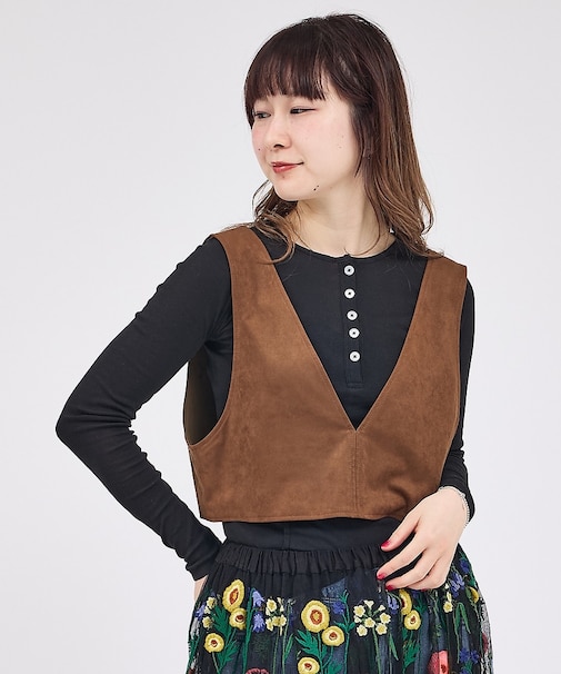 【Le Melange/ル・メランジュ】ECOスウェードビスチェ/フェイクレザー