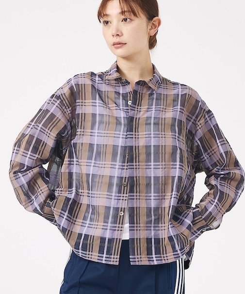 【Le Melange/ル・メランジュ】シアーチェックシャツ/ シアー/メンズラ