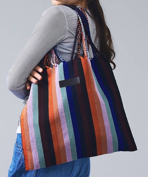 【MOON BIRD/ムーンバード】手織りハンモックトートバッグ/手織り/A4サ