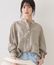 シアースタンドネックシャツ/バンドカラーシャツ