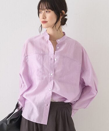 シアースタンドネックシャツ/バンドカラーシャツ