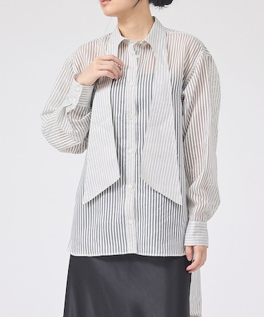 シアーストライプタイカラーシャツ