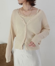 【一部店舗限定】レースキャミ付きニットアンサンブル/カーディガン/レーストップス