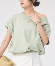 スレッド編裏毛風ニットプルオーバー