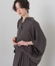 【セットアップ対応】キュプラフィブリルドレープスキッパーブラウス