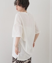 コットンバックドレープTシャツ/セミロング丈