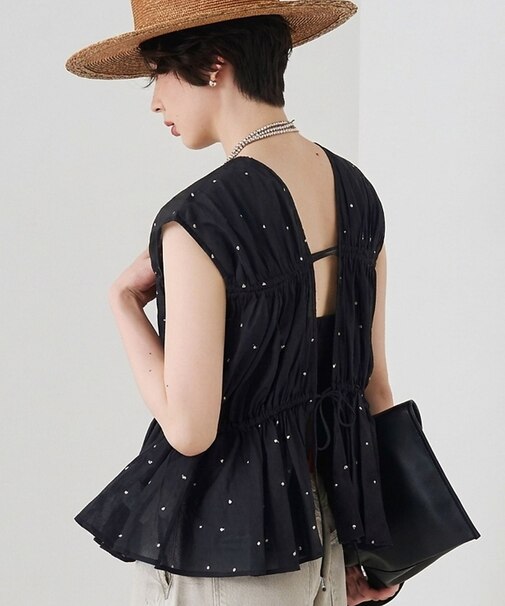インドドット刺繍ブラウス