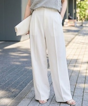 麻混ワンタックワイドストレートパンツ