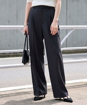 麻混ワンタックワイドストレートパンツ