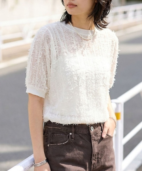 TOGA PULLA フリンジシアーニット TOGA PULLA フリンジシアーニット TOGA PULLA フリンジ コットン ニット