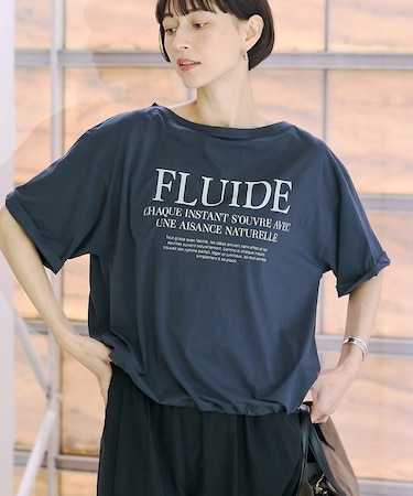 ドローコードシアーロゴTシャツ / ボートネック
