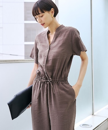 【一部店舗 / WEB限定】Vネックレーヨンコンビネゾン / オールインワン /