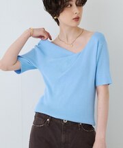 【一部店舗 / WEB限定】ハーフスリーブドレープリブニット