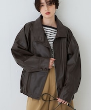 ラムレザースタンドカラーブルゾン