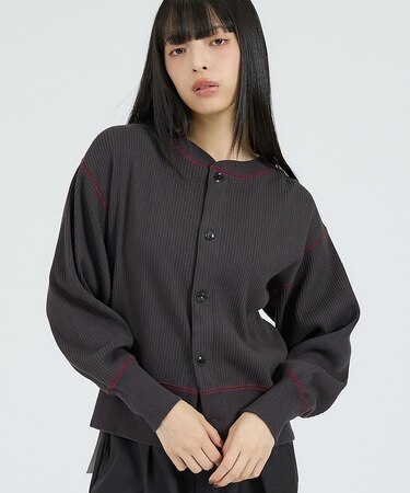 【Healthknit/ヘルスニット】ARMYリブ クルーネックカーディガン/長