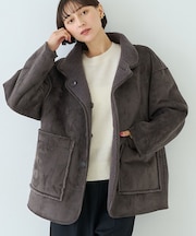 【2サイズ展開】2WAYスタンドカラースエードライクリバーシブルボアコート