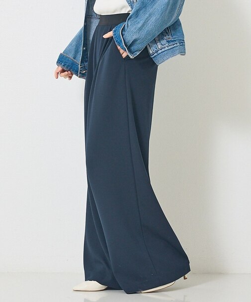 【人気追加】ストレッチダンボールタックワイドパンツ