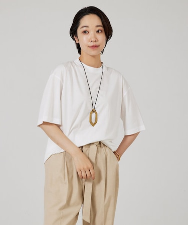 【three dots】シルキーペーパーコットンT