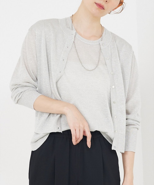 【夏の羽織りにおすすめ】ラメハイゲージニットカーデ