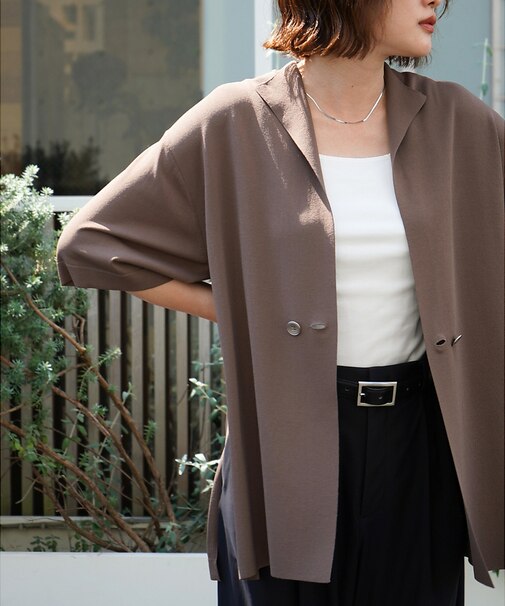 【セットアップ対応】接触冷感/レーヨンナイロンニットジャケット