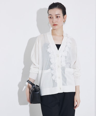 boussole×qualite　フラワーエンブロカーディガン