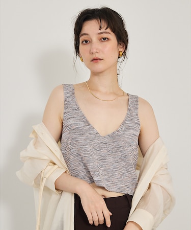 カスリヤーン畦ニットキャミソール