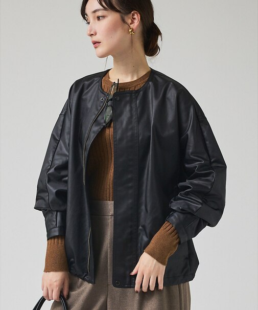 レザーライクブルゾン