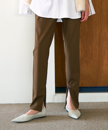 ご好評につきブラック再入荷！【細見えパンツ】トリコットスリムパンツ