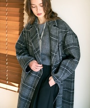 ウールチェックチェスターコート