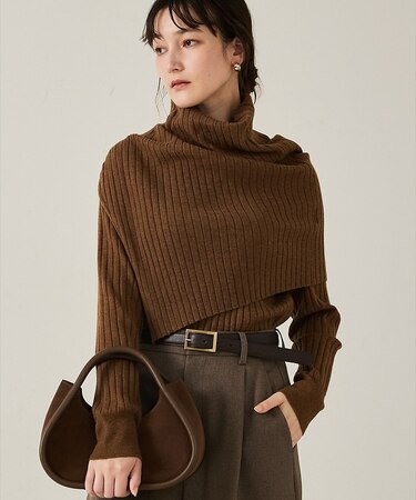 ご好評につき再入荷!【新色追加!25AW】アシメスヌードリブニット/スヌード取り