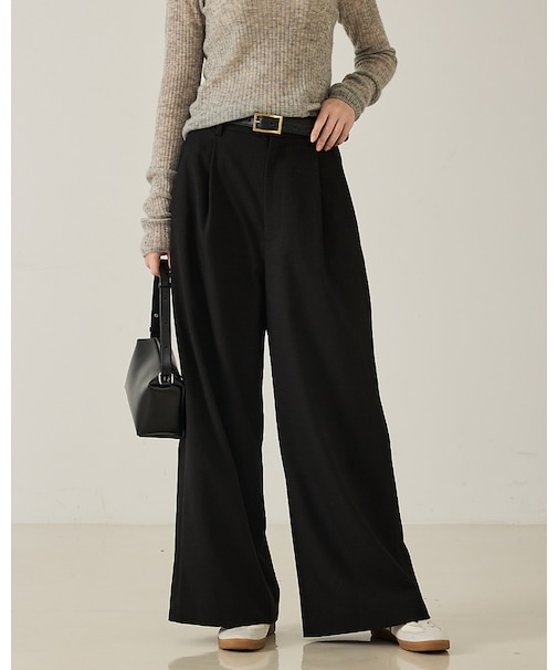 【大人のワイドパンツ】ウーリッシュツイルパンツ