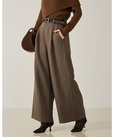 【大人のワイドパンツ】ウーリッシュツイルパンツ